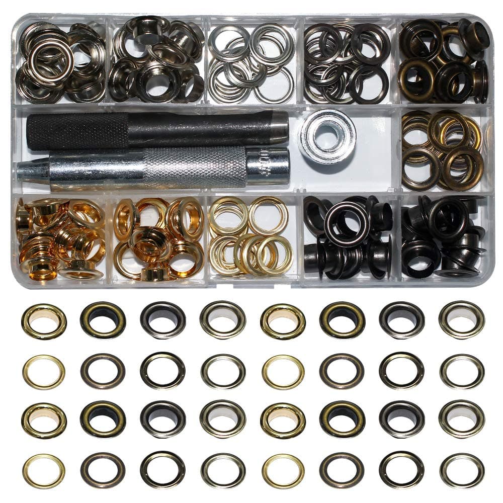 INNETOC 120 Sets Brass Grommet Eyelets 10mm 38 Inside Diameter 800 with Setting Tool for Canvas Curtain Leather DIY Projects 38 Mixed