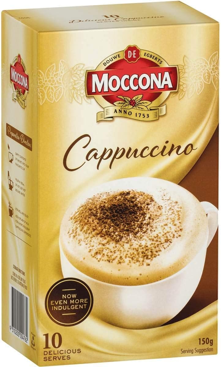 Moccona Classic Cappuccino Coffee - 10 Sachets (150g) - Rich and Creamy Instant Coffee