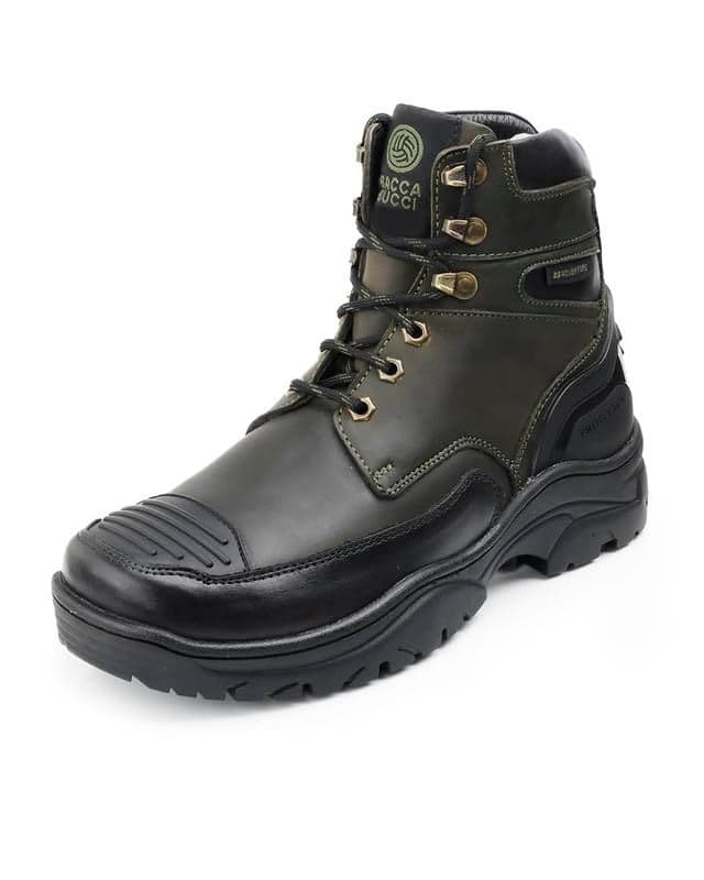 Bacca Bucci Protector Leather Motorcycle Boots for Men Forest Green UK 9
