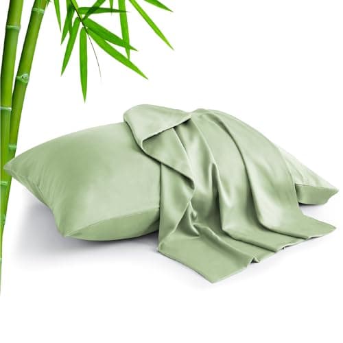 BEDELITE Standard Pillow Cases Set of 2 Rayon Derived from Bamboo Cooling Pillow Cases for Hot Sleepers Night Sweats Breathable Silky Soft Envelope PillowcasesSage Green 20x26