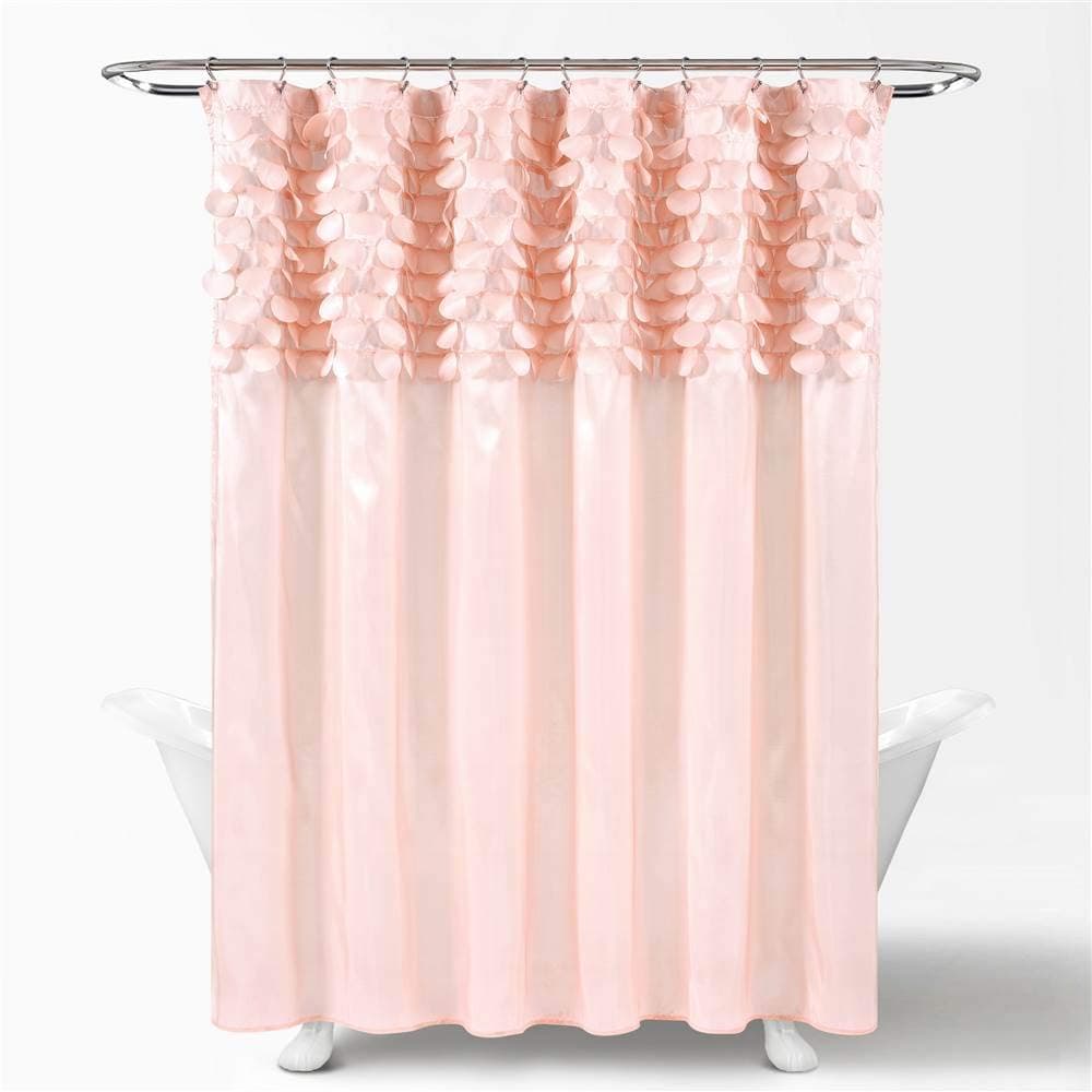 Lush Decor x 72 Blush Lillian Shower Curtain Textured Shimmer Circle Design Bathroom