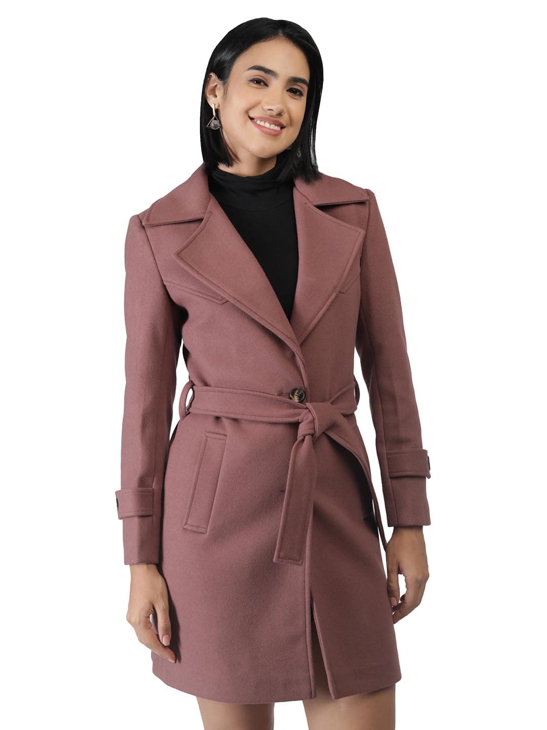 PLAGG Women Winter Trench Coat | Knee Length Design for Casual and Semi Formal Wear | Notched lapel