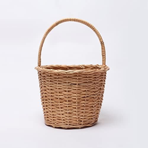 Habere India-All the Cultures Fabricating India Gift Hamper Wicker Baskets | Decorative Storage Baskets | Cane Toys Organiser | Wicker Fruit Basket, Round, Brown (M - Dia 22 x H 13 cm)