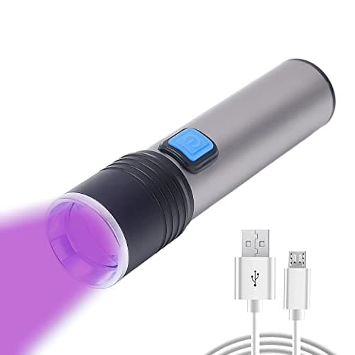 amiciVision 365nm UV Flashlight - Rechargeable Ultraviolet Black Light with 4-Modes, Check Official Document Authenticity, Gemstone Observation, Germ Detection, etc.