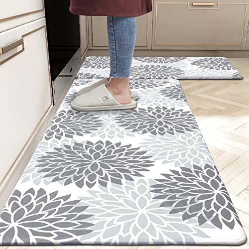 HEBE Anti Fatigue Kitchen Rug Sets 2 Piece Non Slip Kitchen Mats for Floor Cushioned Kitchen Rugs and Mats Waterproof Comfort Standing Mat Runner for KitchenHome OfficeSinkLaundry
