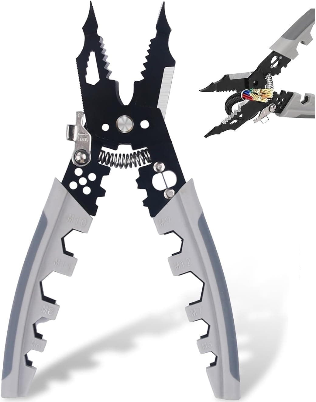 TAPAHPRIYAY 28in1 Multifunctional Stainless Steel Wire Puller Plier Cable Looping Splitting Cutting Pliers MultiPurpose Electrical Stripping Tool Wire Stripper Crimping Tool for Electrician