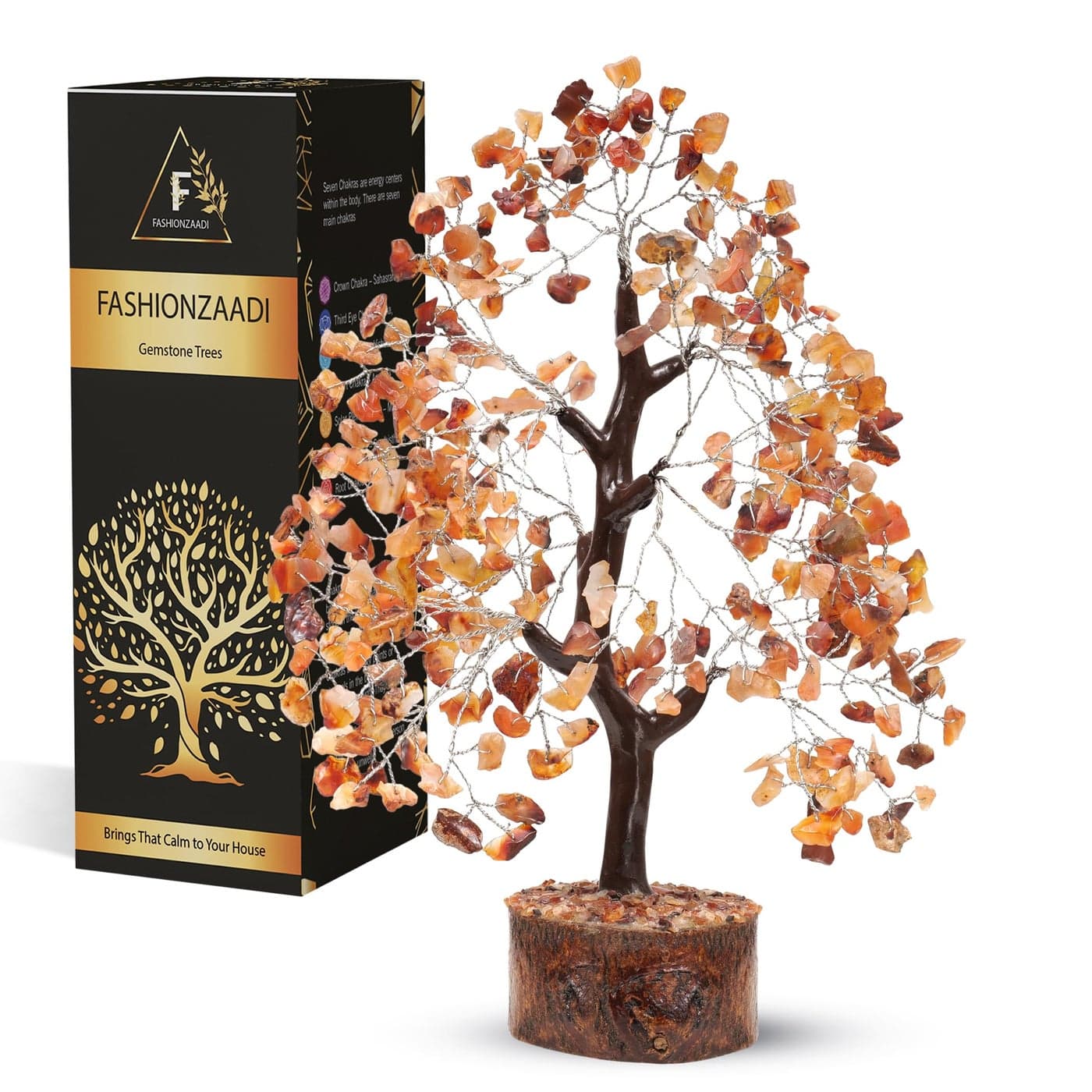 FASHIONZAADI Crystal Tree of Life Home and Office Feng Shui Decor Carnelian Healing Crystal Handmade Bonsai Tree for Positive Energy Good Luck Money Christmas Decor Birthday Gifts for Women Mom