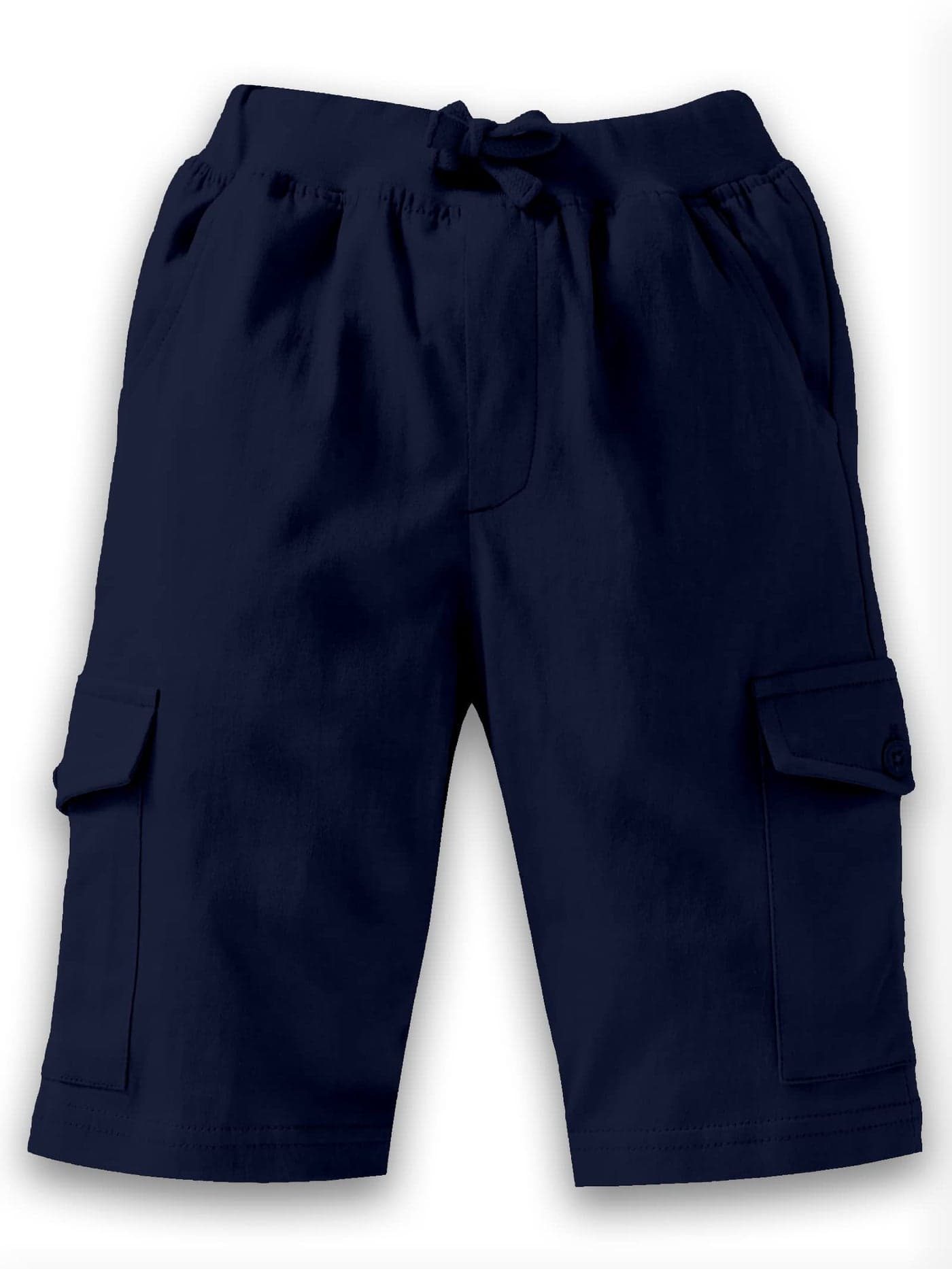KiddoPanti Boys Knit Solid Cargo Shorts Pack of 2 | 100% Cotton | Comfortable Rib Waistband | 2 Front Pockets & 2 Cargo Pockets | Sport Bermuda Half Pant for Boys, Navy Blue - 3-4Y