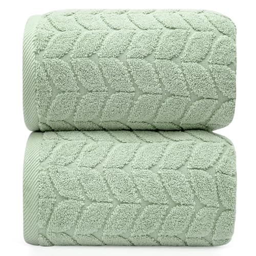 Alusa Home Ultra Soft & Stylish 700 GSM Luxury Bath Sheets | Pack of 2 | Extra Large 35x70 Inches | 100% Zero-Twist, Long-Staple Cotton | Remarkably Absorbent (Eucalyptus Green)