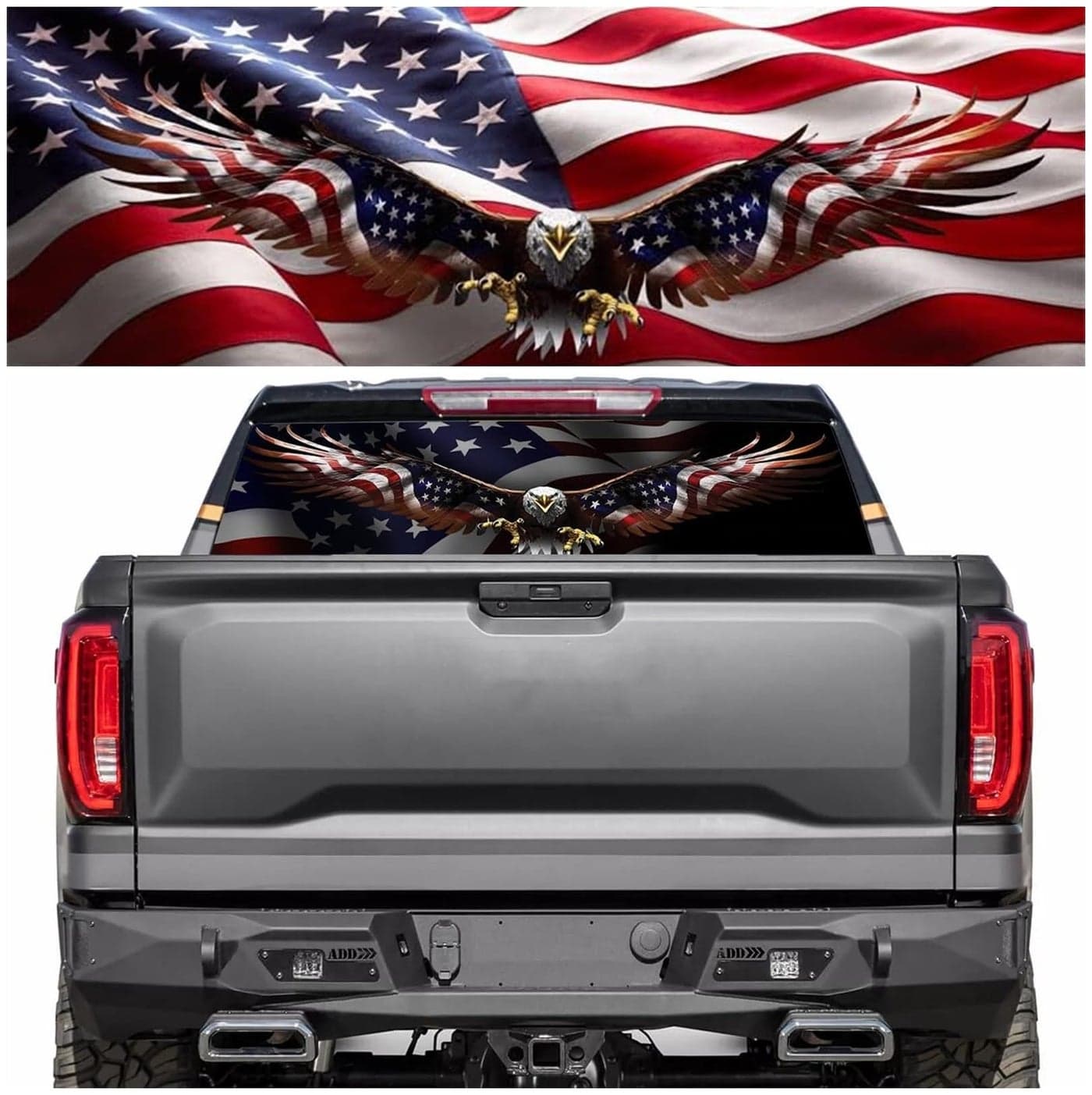 Tobethay Rear Window Decals for Trucks - 65x17.3 in Back Window Decals Fit Most Pickup Trucks SUV, Vinyl American Flag Back Window Decal Truck Rear Window Graphics for Personalized Decoration