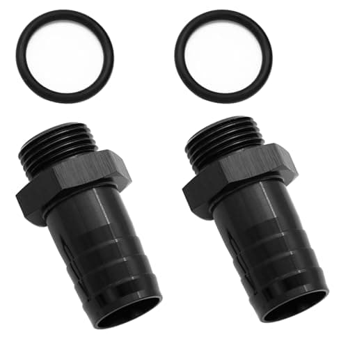 KRD PERFORMANCE 2PCS Aluminum 8 AN ORB Male to 3419mm Barb Push On Hose Fitting Adapter Black