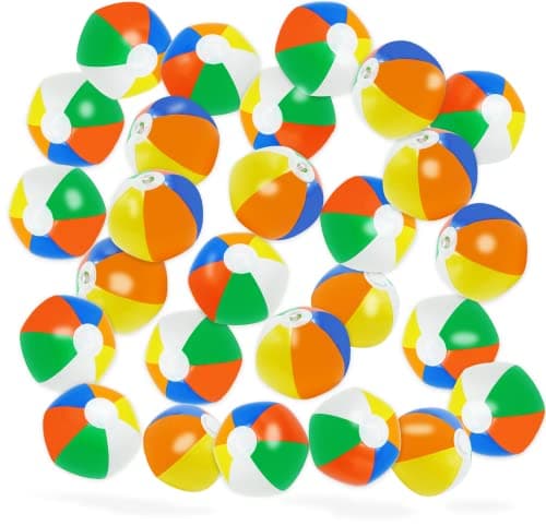 4Es Novelty Mini Beach Balls Bulk 28 Pack Summer Pool Party Favors for Kids Inflatable Pool Toys Hawaiian Luau Party Decorations Goodie Bag Fillers End of Year Student Gifts from Teacher