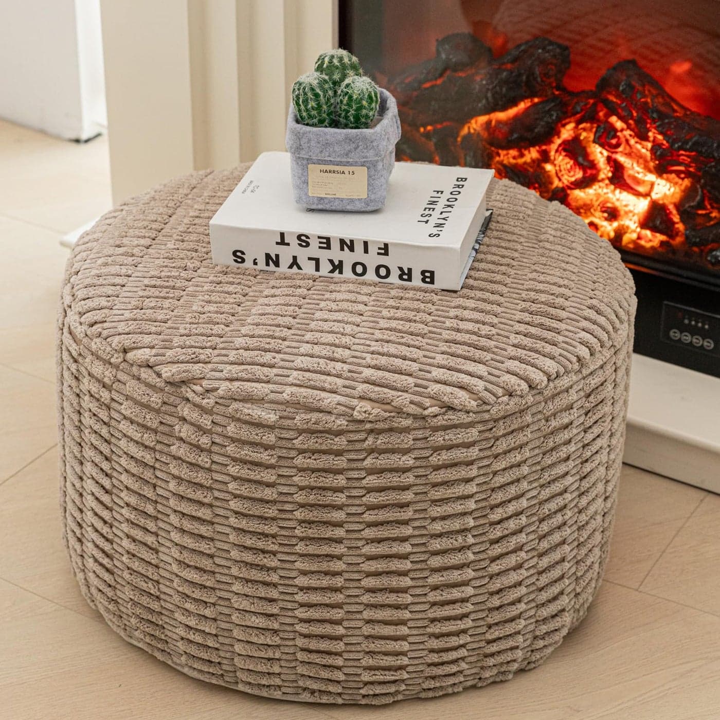 Asuprui Pouf Ottoman Stuffed Round Modern Foam Filled Ottoman Foot Rest Poufs for Living Room Chair Decorative Boho Foot Stool for Wedding Christmas Party