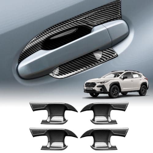 KUNGKIC for 2023 2024 2025 Subaru Crosstrek Base Premium Sport Limited Exterior Door Handle Bowl Covers Carbon Fiber Pattern Protect Exterior Car Accessories ABS