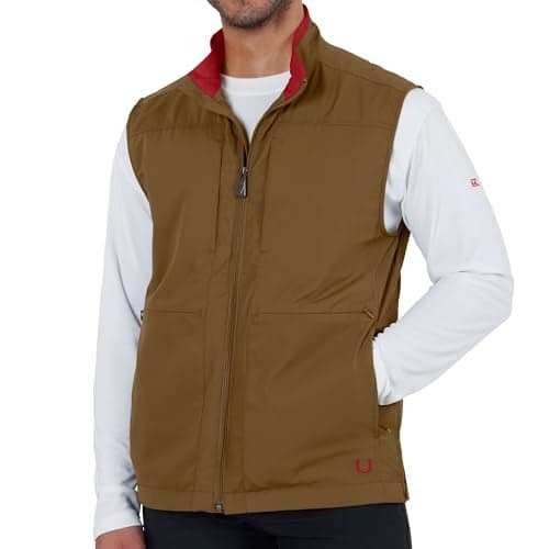 SCOTTeVEST Best Travel Vest for Men - 26 Hidden Pockets - Water Repellent for Travel & More (Olive Drab/Jam, Large)