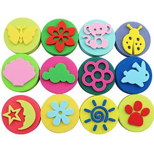 SJZBIN 12PCS Painting Stamper DoubleSide Sponge Stamper Paint Drawing Sponges EVA Painting Sponges Foam for Crafts DIY Assorted Shapes