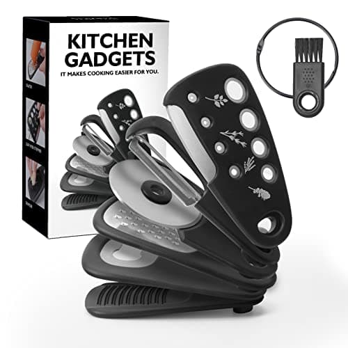 Kitchen Gadgets Set 6 Pieces, Space Saving Cooking Tools Kitchen Accessories-Garlic/Ginger Grinder, Cheese Grater, Vegetable/Fruit Peeler, Pizza Cutter, Herb Stripper, Bottle Opener, Gadgets Gift Set