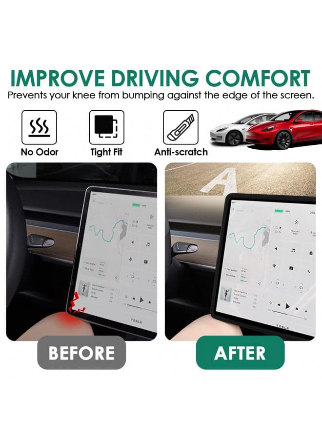 ONKENTET Screen Protector Frame Compatible with Tesla Model 3 Model Y 2024 2023 2022 2021 2020 2019 Screen Edge Protector Cover Center Console Decoration Interior Accessories (Black)