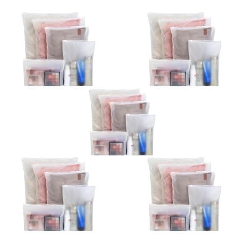 ZURATO 5pc Set Transparent Packing Bags for Travelling, Zip Bags for Clothes, Cosmetic, Jewellery, Tolitary, Shoes Storage Bag for Travel Organizer, Zip Lock Bag with Air Vent Hole (5 Set)
