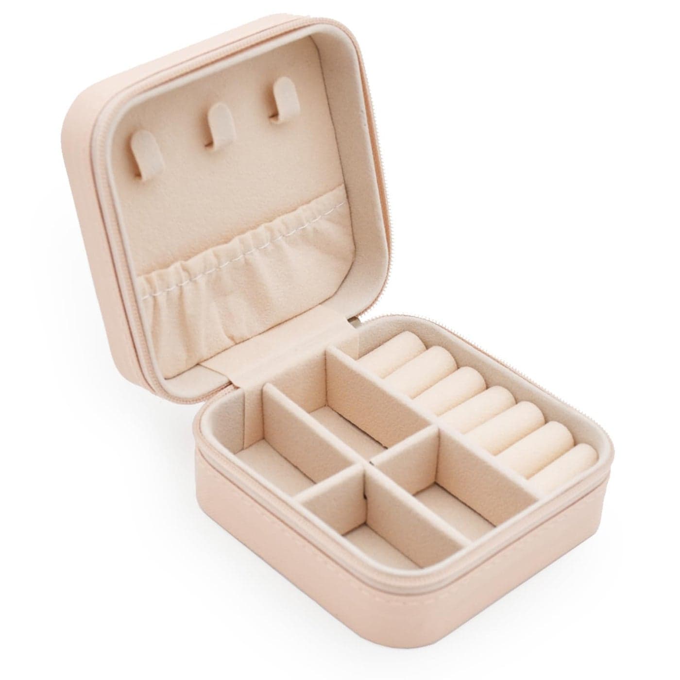 MODENGKONGJIAN Mini Jewelry Travel Case PU Leather Organizer Box Small Portable Jewellery Storage Holder for Womens Rings Earrings Necklaces Bracelets Pink