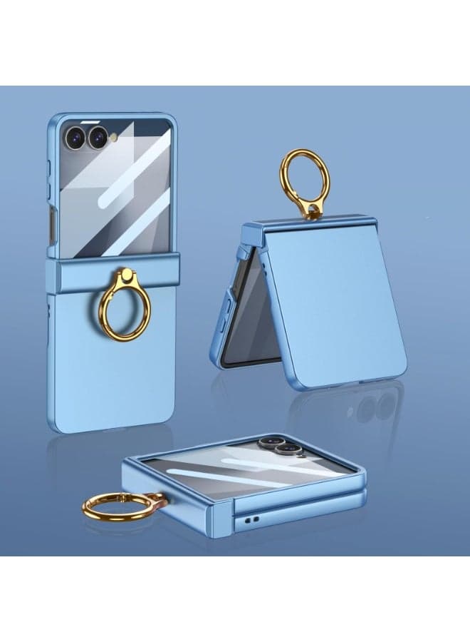 Case Compatible with Samsung Galaxy Z Flip 7 5G 【Built-in Screen Protector】 Portable Finger Ring Holder Stand Anti-Fall Shockproof Cover for Galaxy Z Flip 7