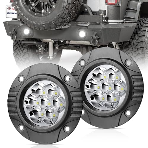 OFFROADTOWN 2PCS 5Inch 80W Round Flush Mount LED Pods Driving Lights Work Light Flush Lights Bar Super Bright Fog Light Off Road Lights for Truck Pickup UTV ATV SUV Boat 4x4 Car