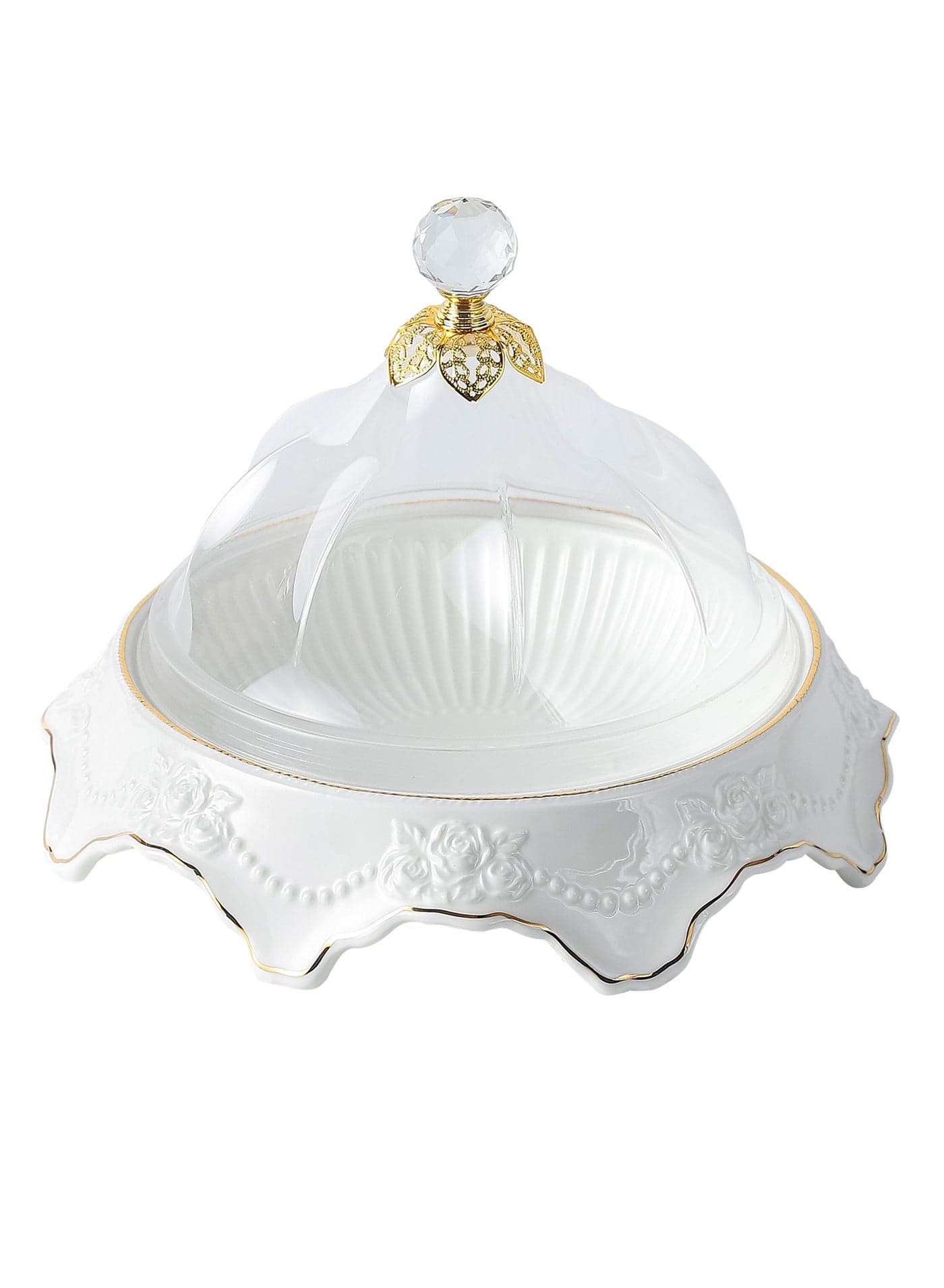 LIFE SMILE Cake Stand with Lid - Multifunctional Serving Dish and Cake Plate,Use as Salad Bowl/Veggie Platter/Punch bowl/Desert Platter/Nachos & Salsa Plate