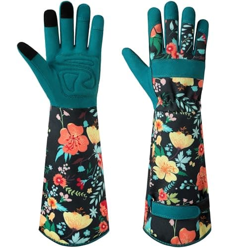 Ymomode Garden Gloves for Women - Long Sleeve Garden Gloves Ladies Light Protective Gloves for Yard & Outdoor Work Dark Green