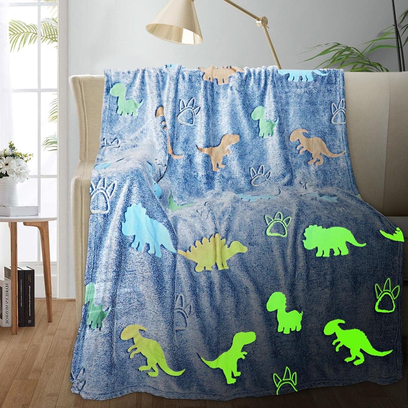 TEHALK Personalized Baby Blankets for Boys Dinosaur Blanket for Boys Glow in The Dark Blanket for Kids Kids Blanket for Boys Toddler Blanket for Boys Soft Fleece Blanket Throw 60