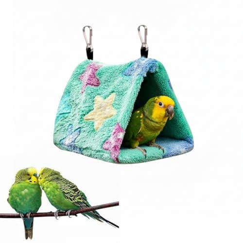 Qpets® Hanging Bird Hammock for Cage, Soft Plush Nest for Parakeets, Cockatiels & Small Birds, Cozy & Warm Sleeping Bed with Removable Liner (17X12X13cm)