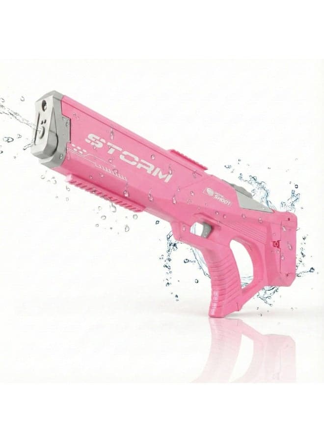Storm Electric Water Gun for Adults & Kids – 600ml High Capacity Automatic Squirt Blaster | 39ft Long Range Rechargeable Water Pistol Toy | Powerful Summer Pool Beach Party Soaker | Outdoor Fighting Game Gift | Pink Storm