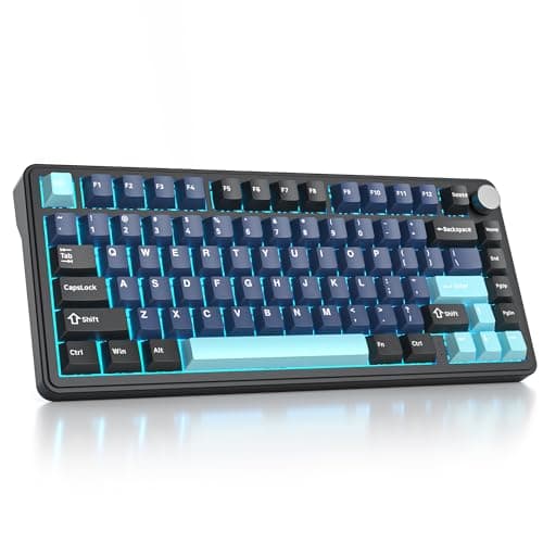 surmen M75 75% Wireless Creamy Keyboard with Gasket, Pre-lubed Triple Mode Bluetooth Mechanical Gaming Keyboard BT5.0/2.4Ghz/USB with Sound Absorbing Pads Hot-Swap(Deep Sea)