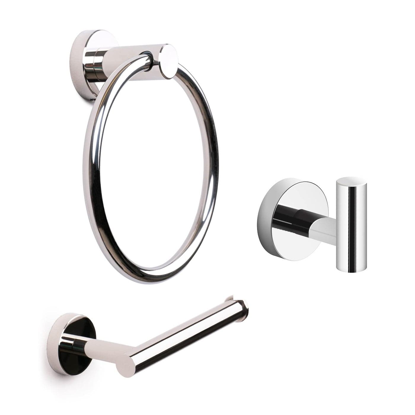 Marmolux ACC Bathroom Hardware Set 4 Pieces Wall Mount Accessories Towel Hooks Hand Towel Holder Towel Ring Toilet Paper Holder Made of SUS 304 Stainless Steel with Brushed Finish