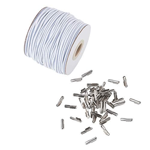 Craftdady 4374 Yard Elastic Barbed Cord 2mm Stretch Round String with Metal Barbs Fastener for Book Binding CraftingWhite