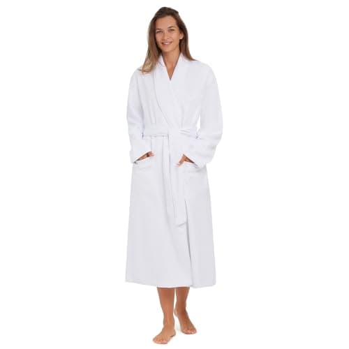 MONARCH Plush Lined Microfiber Bath Robe for Men or Women Soft Microfiber Shell with Polyester Lining Generously Sized ResortGrade Spa Hotel Robe with Pockets Machine Washable White