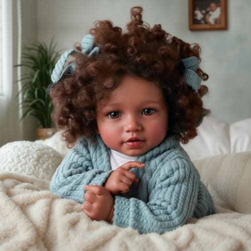 BABESIDE Lifelike Reborn Baby Dolls Black Girl 20 Inch Soft Body Realistic Newborn Baby Doll Poseable Limbs Real Life Baby Dolls with Clothes and Toy Gift for Kids Age 3