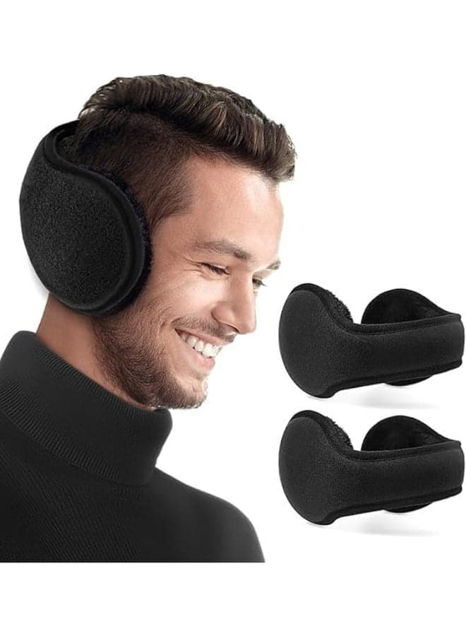 Ear Muffs Winter Women Men Unisex,Adjustable Soft Warm Ear Warmers for Women,Foldable Black Earmuffs for Ear Covers
