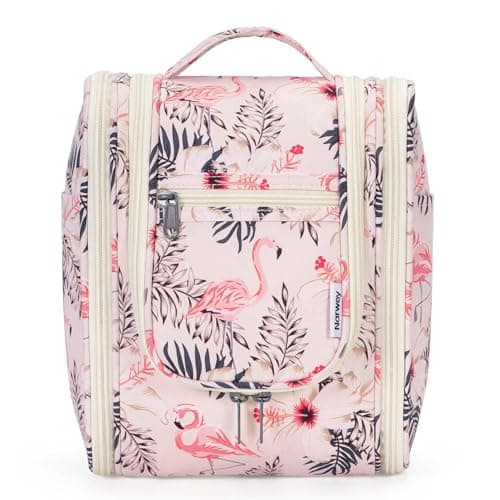 Narwey Small Hanging Toiletry Bag Women Travel Makeup Bag Organizer Toiletries Bag for Travel Size Essentials Accessories Cosmetics(Medium, Beige Bird)