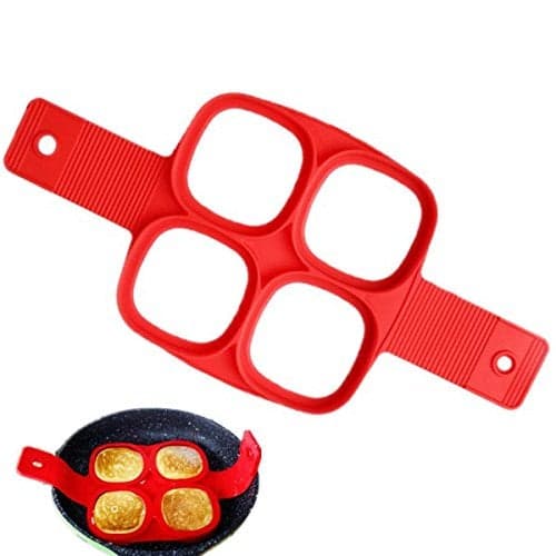 Styleys 4 Square Shape Nonstick Silicone Moulds for Pancake, Egg Poacher, Muffins