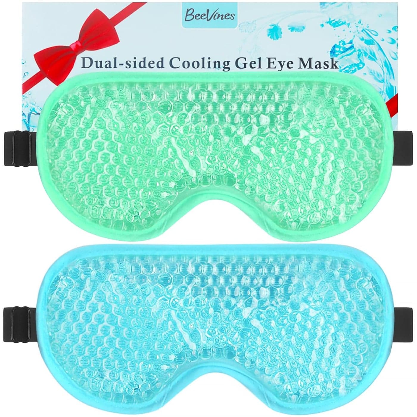BeeVines Gel Eye Mask 2 Pack Cooling Ice Masks for Puffy Eyes for Men Women Cold Warm Compress for Post Surgery Puffiness Allergies Sinuses Migraines TreatmentBlue Green