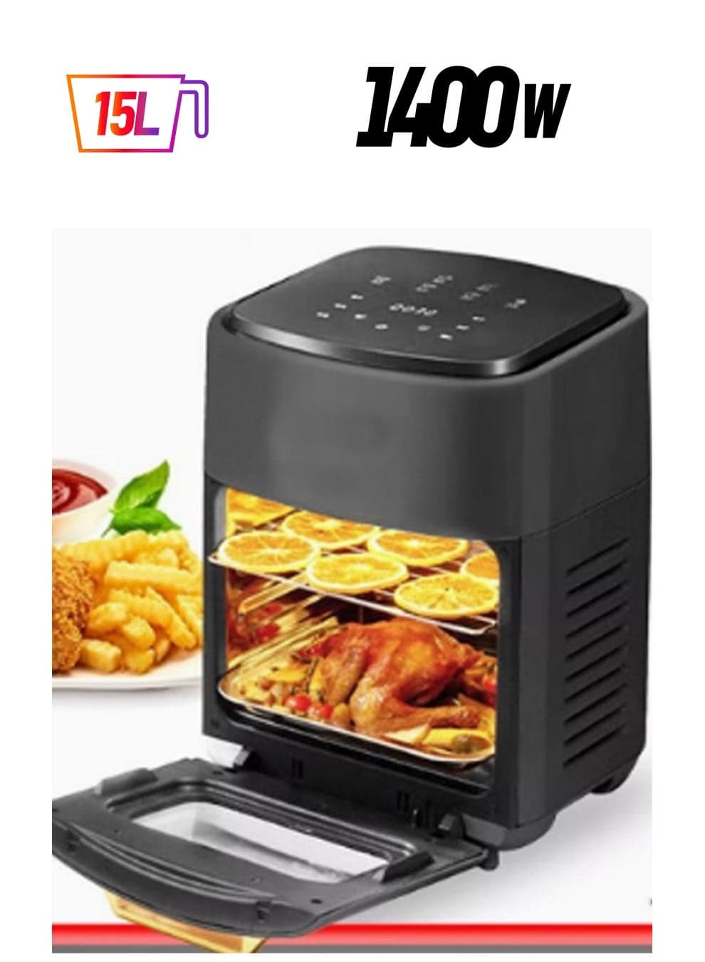 Multifunct Electric Deep Fryers Without Oil Hot Air Fryer Oil-Free Air Fryer 15L French Fries 1400W Toaster Airfryer Accessories