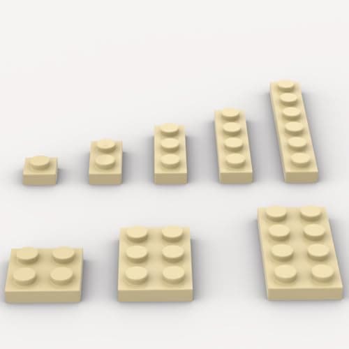 Classic Building Plate Assortment Pack 100Pcs Tan Bulk Plates with 8 Size Building Plate Base Plate Compatible with Lego Parts and Pieces Building Bricks for Most BrandsColorTan