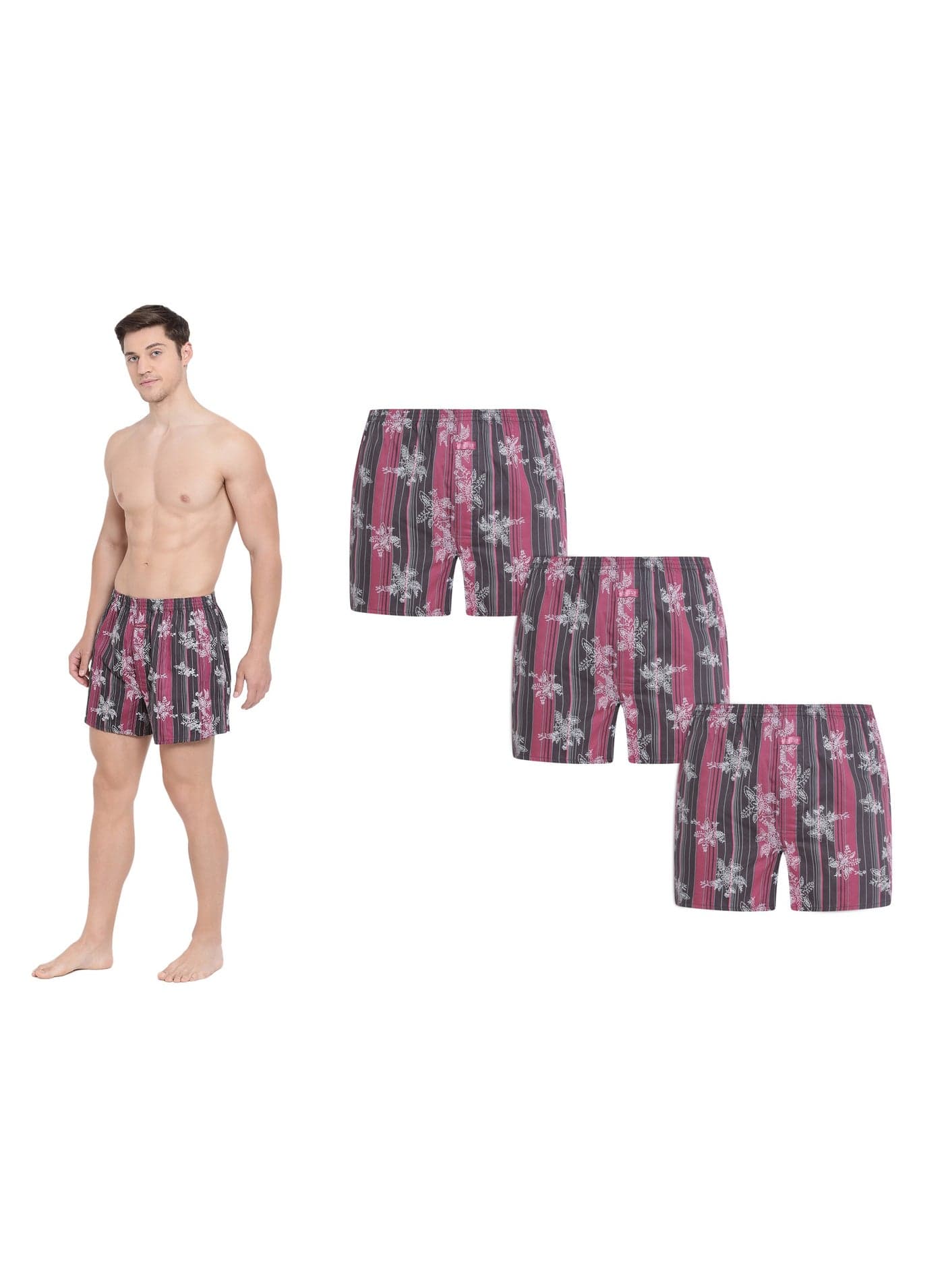 MEN'S PRINTED COTTON BOXER SHORTS (PACK OF 3) - MULTICOLOR