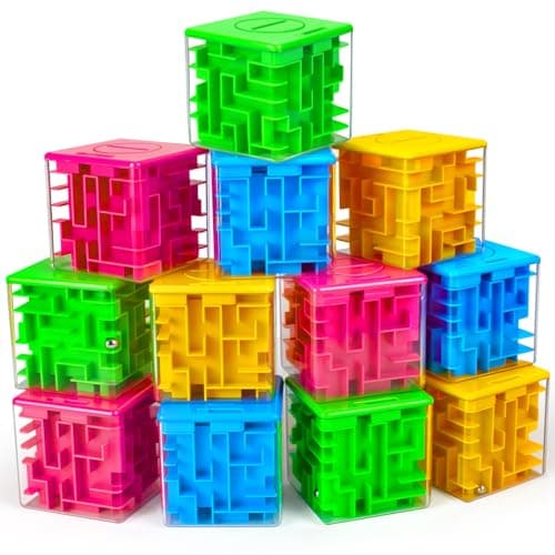 12 Pack Money Maze Puzzle Gift Box 3D Puzzle Boxes Toy for Cash Gift Maze Magic Cube Toy Brain Teasers for Kids Adults Birthday Party Favors Easter Basket Fillers
