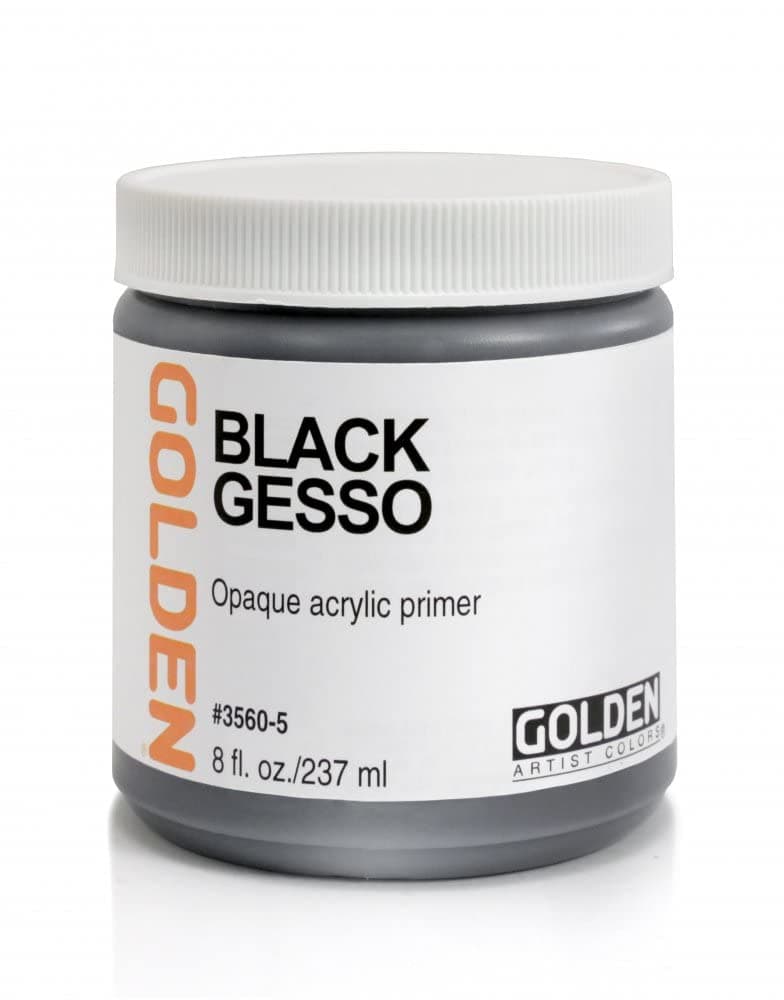 Black Gesso by GOLDEN 8 fl oz Jar Professional Acrylic Gesso Opaque
