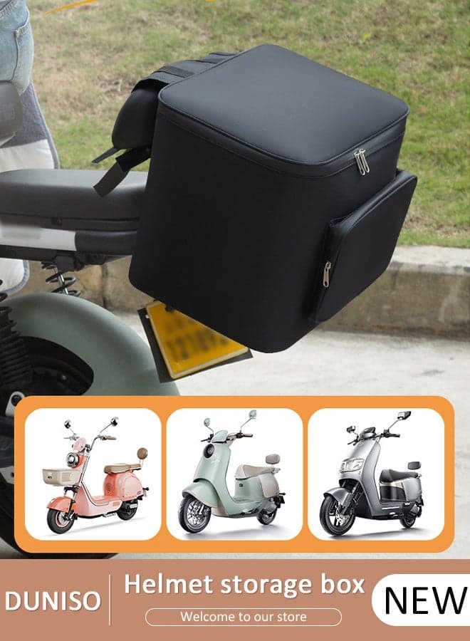 Motorcycle Top Box, Helmet storage box, Universal Waterproof Rear Luggage Storage Case with Zipper, Fixed Binding Strap, for Helmet Raincoat Storage
