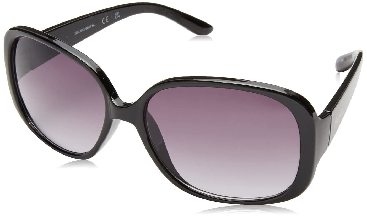 Skechers womens Sea6167 Sunglasses, Shiny Black, 58mm US