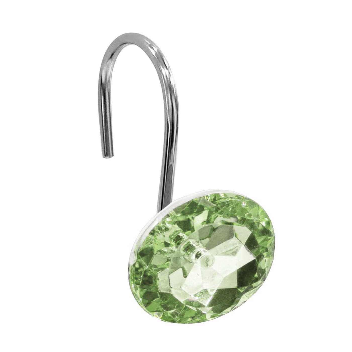 Gibelle Shower Curtain Hooks Diamond Shaped Shower Curtain Rings Hooks for Bathroom Curtains Rod Acrylic Decorative Rhinestones Bling Rolling Bathroom Accessories Set of 12 Sage Green