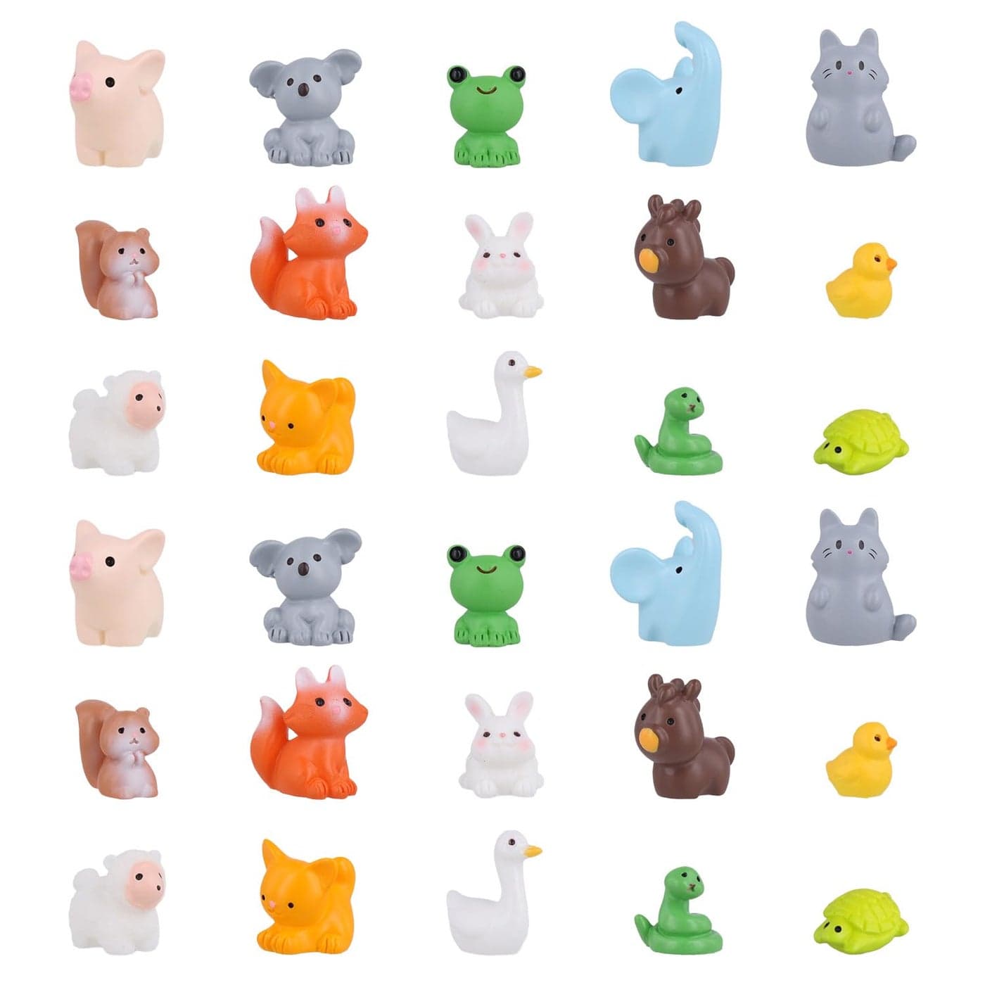 NQEUEPN 30pcs Mini Resin Animals Set 15 Styles Tiny Resin Animals Mini Resin Figures Miniature Garden Decor Mini Animals Figures for DIY Crafts Miniature Landscape Dollhouse Decoration
