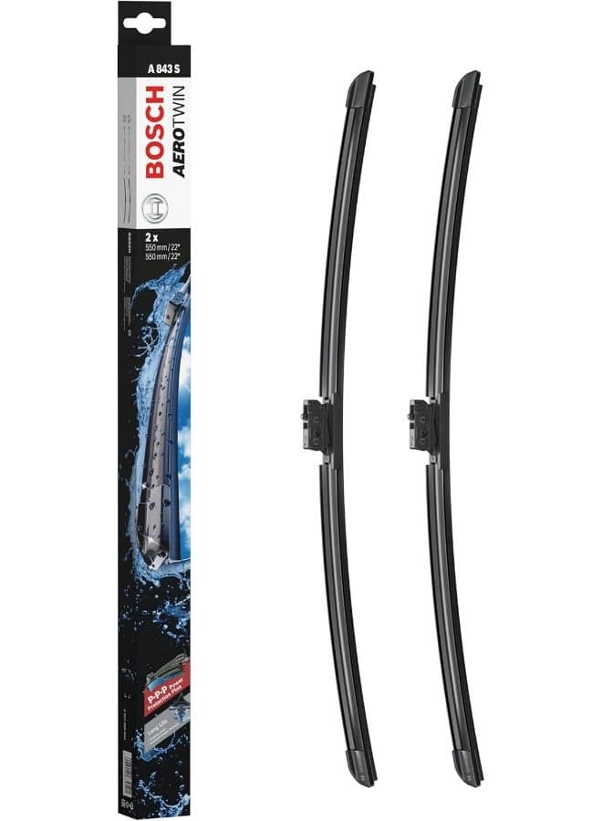 Bosch Wiper Blade Aerotwin A843S, Length: 550mm/550mm – Set of Front Wiper Blades - Only for Left-Hand Drive (EU)
